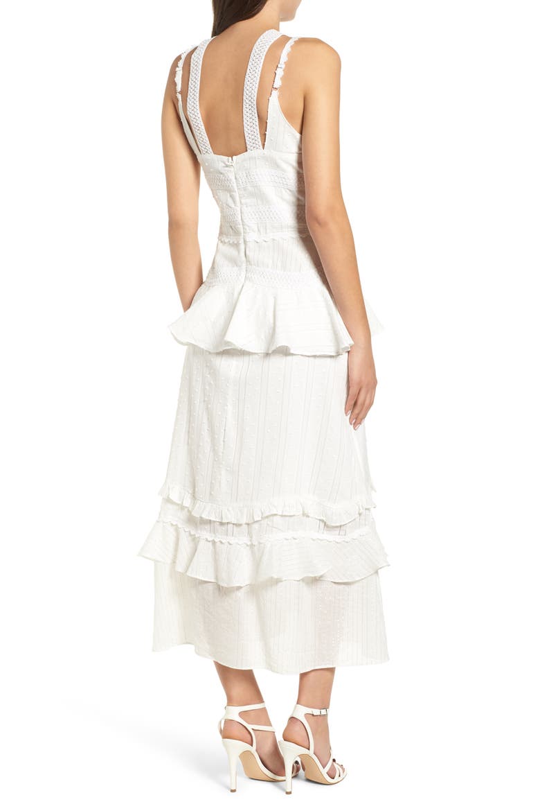 Cotton Crochet Mix Ruffle Dress, Alternate, color, WHITE