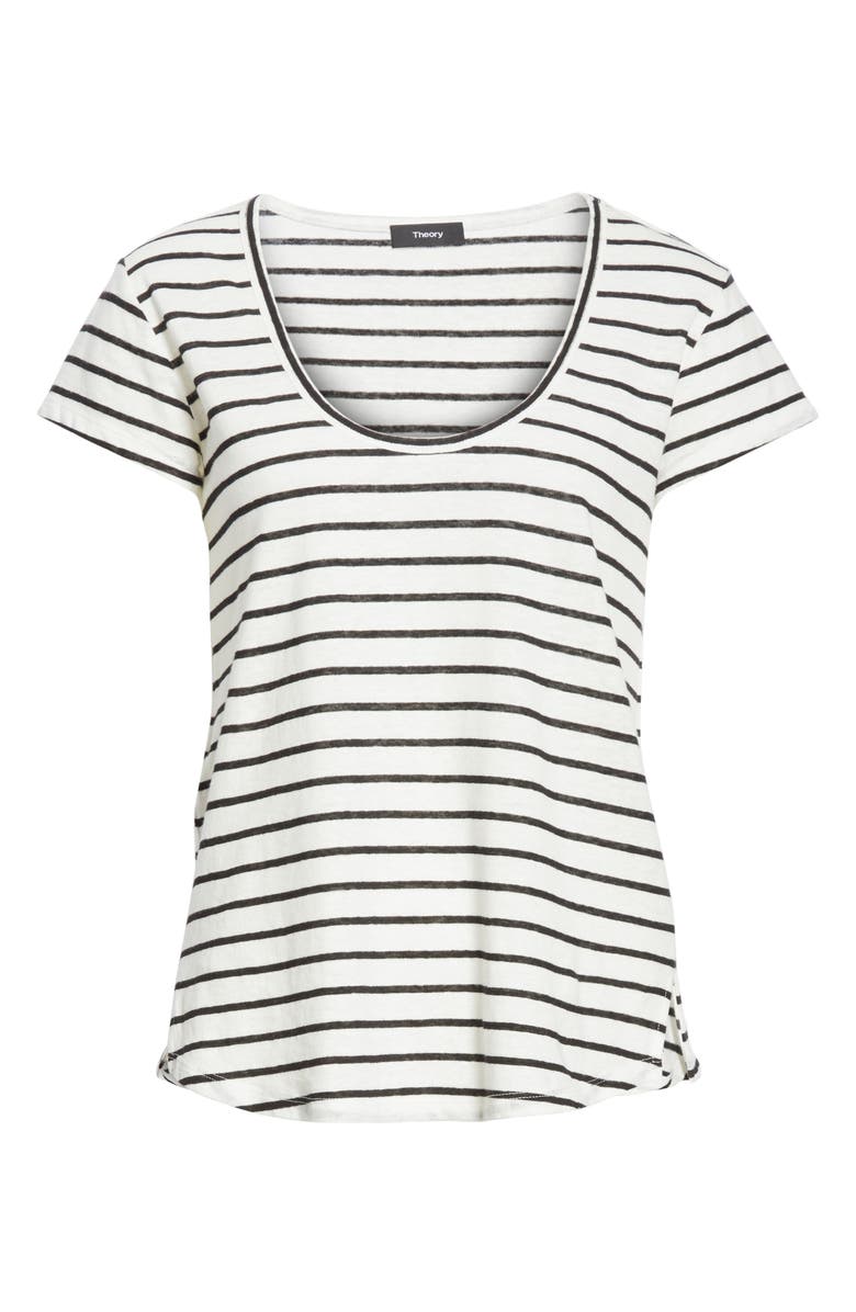 Theory Navigate Stripe Linen Cotton Tee, Alternate, color,