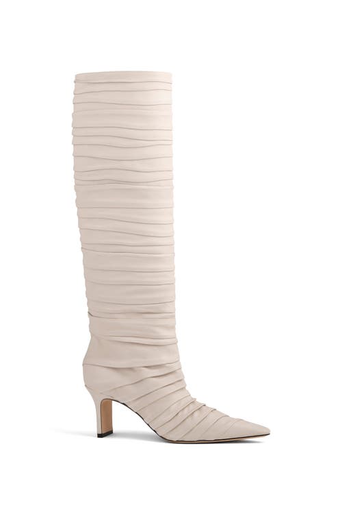 Shop Neil J. Rodgers Plisse Knee Boot In Creme Nappa