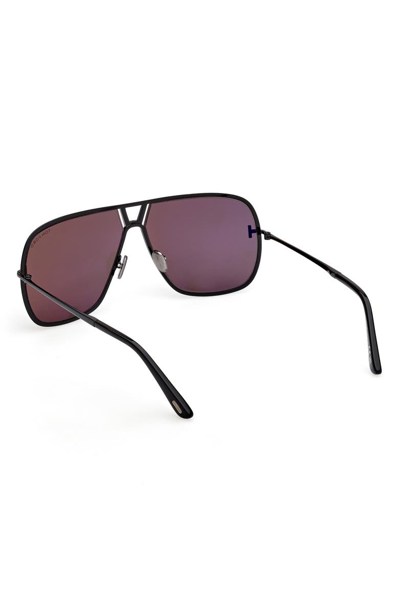 TOM FORD Stavros 63mm Oversize Navigator Sunglasses, Alternate, color, Shiny Black / Smoke Lenses