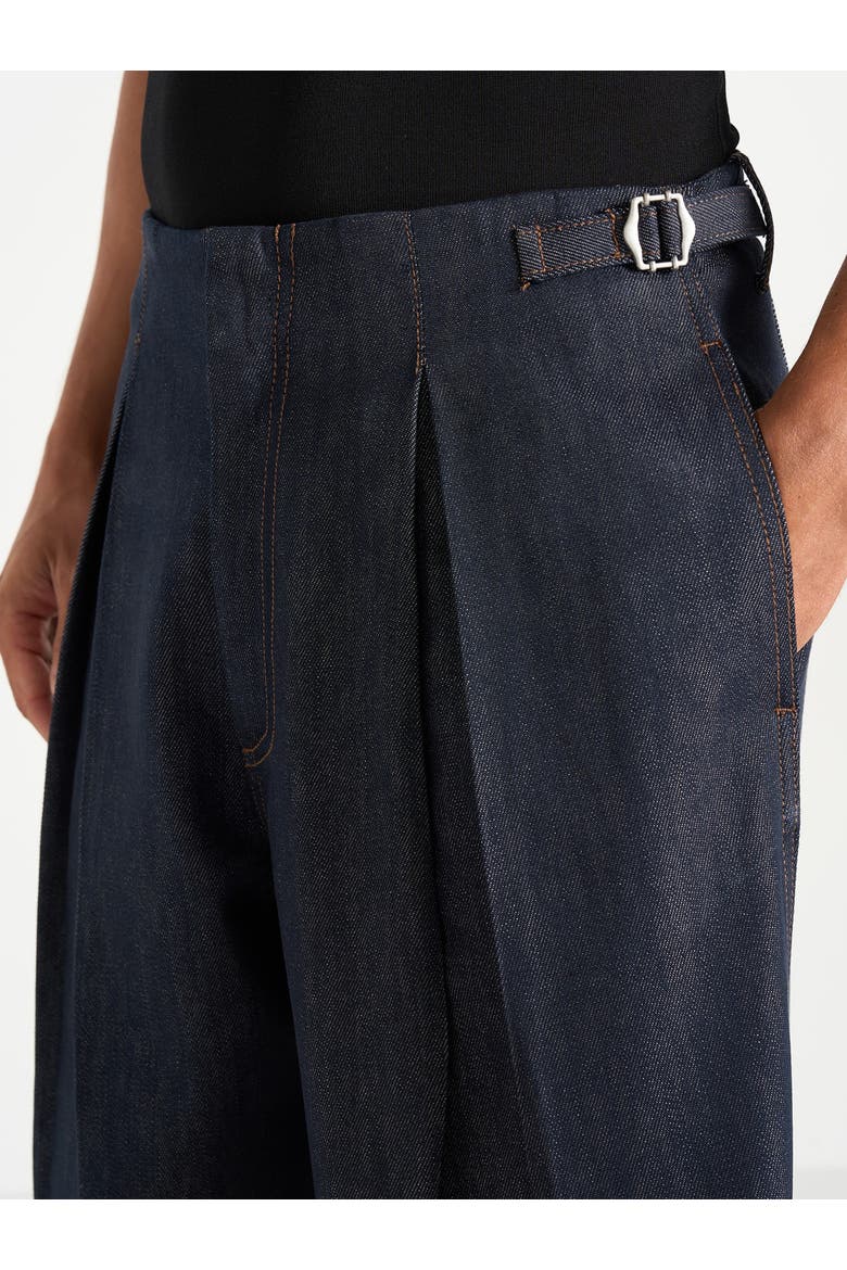 Lior Box Pleat Wide Leg Denim Jeans, Alternate, color, Indigo