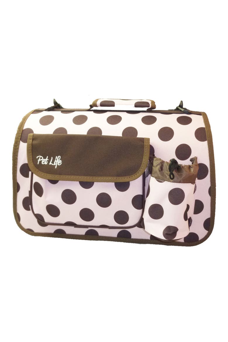 Faux Shealing Lined Folding Zippered Airline-Approved Casual Carrier, Alternate, color, PINK AND BROWN