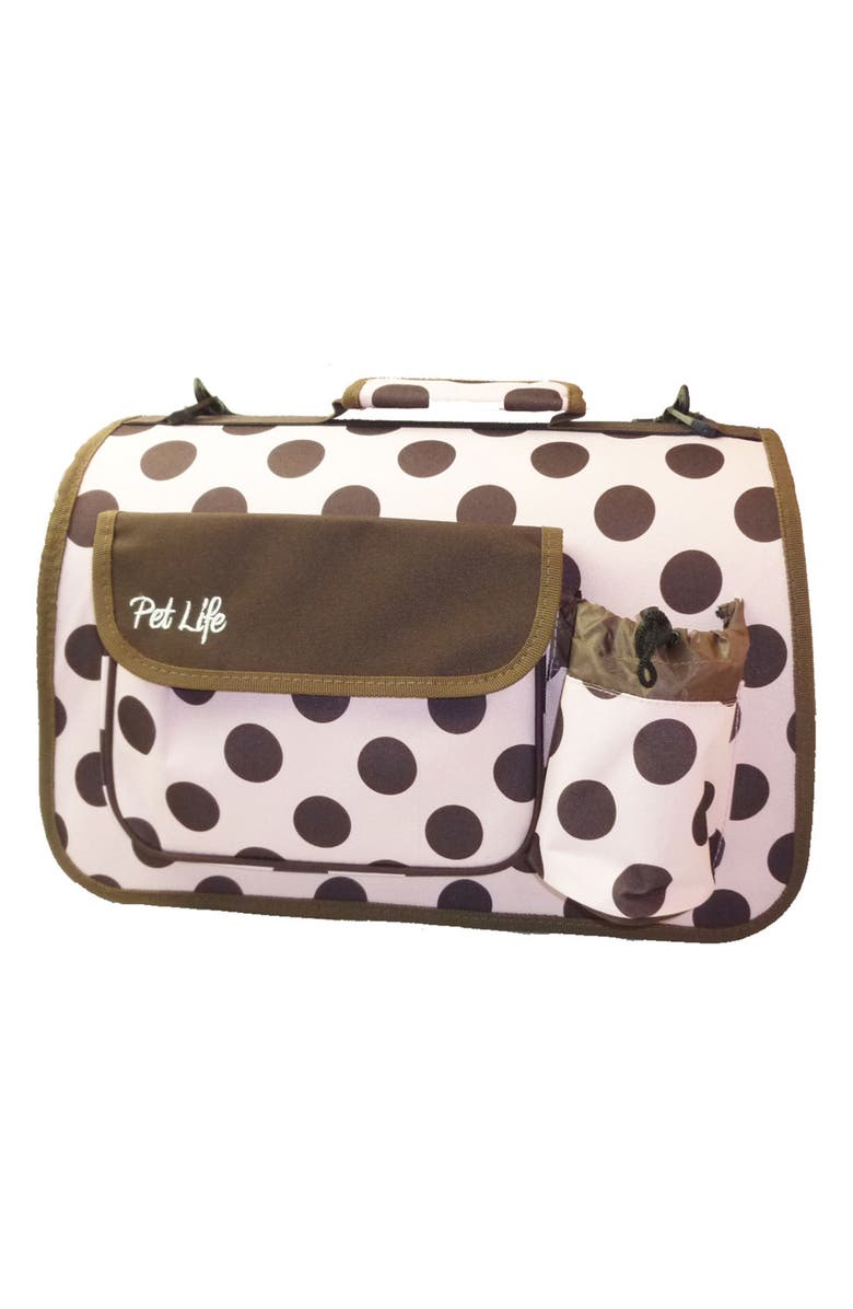 PET LIFE Faux Shealing Lined Folding Zippered Airline-Approved Casual Carrier, Alternate, color,