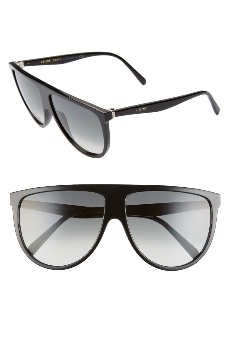 62mm Oversize Aviator Sunglasses, Main, color, SHINY BLACK