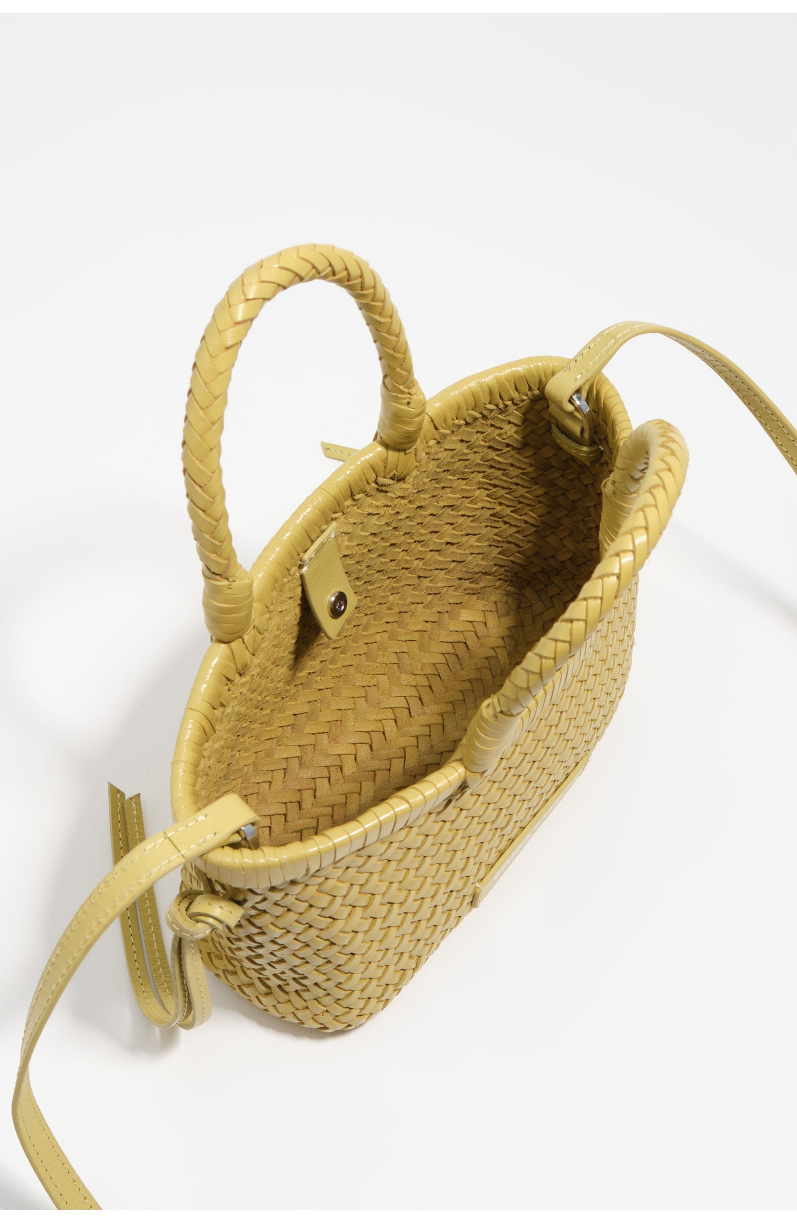 Plaited Leather XS Bag, Alternate, color, LIGHT YELLOW