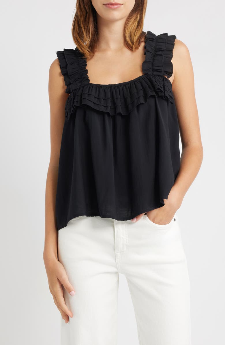 VERO MODA Clara Ruffle Boxy Top, Main, color, Black