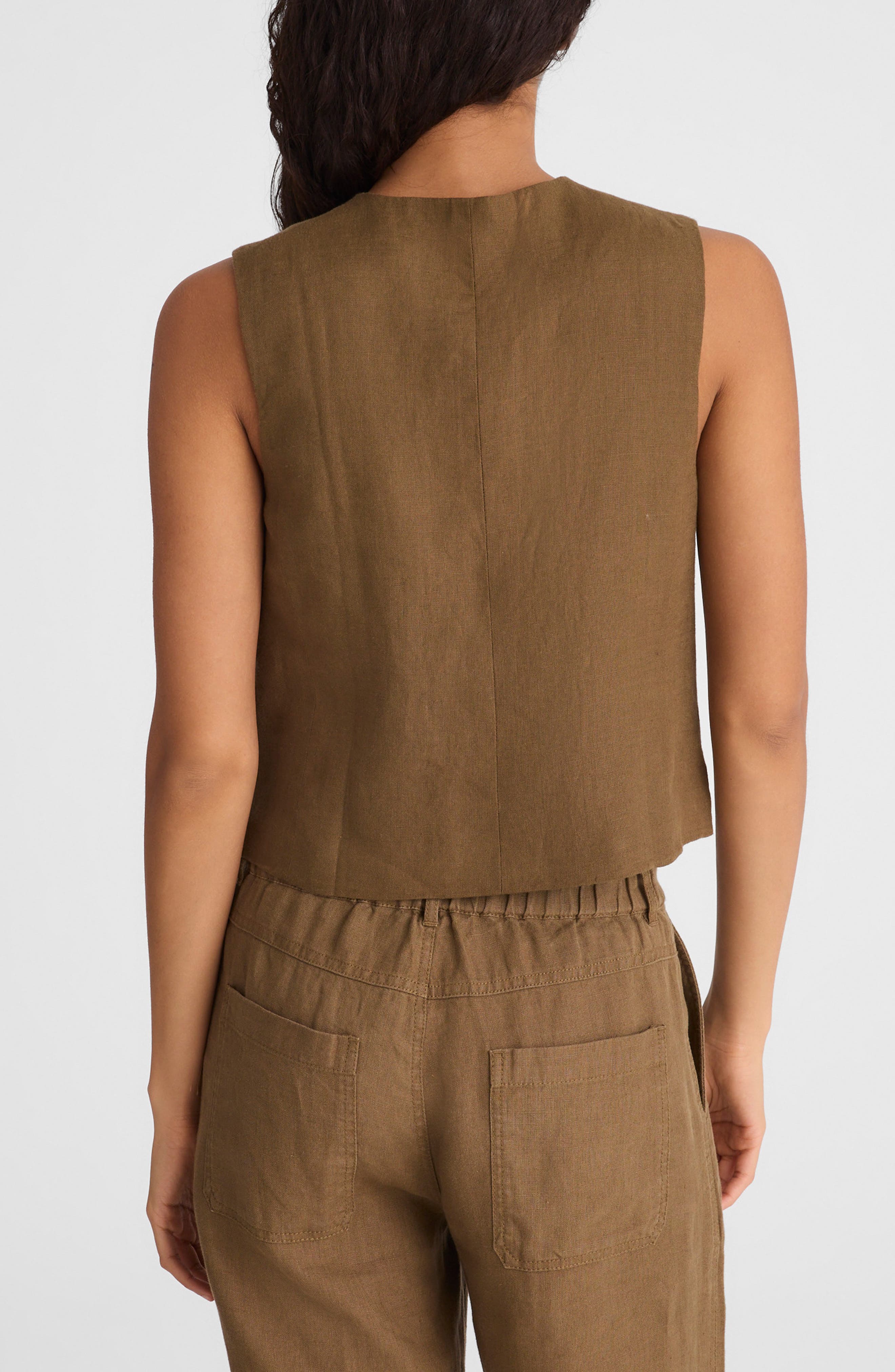 Button Front Linen Shell Top - image 2