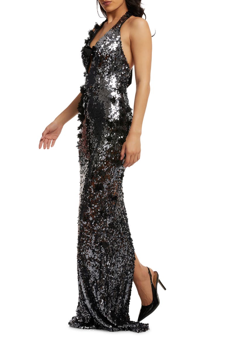 Dress the Population Priscilla Sequin Halter Gown, Alternate, color, 