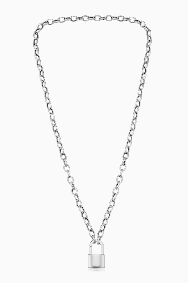 Sterling Silver Lock it Up Connector Clasp Necklace, Alternate, color, Silver