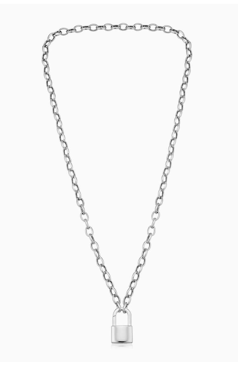 Oradina Sterling Silver Lock it Up Connector Clasp Necklace, Alternate, color, Silver