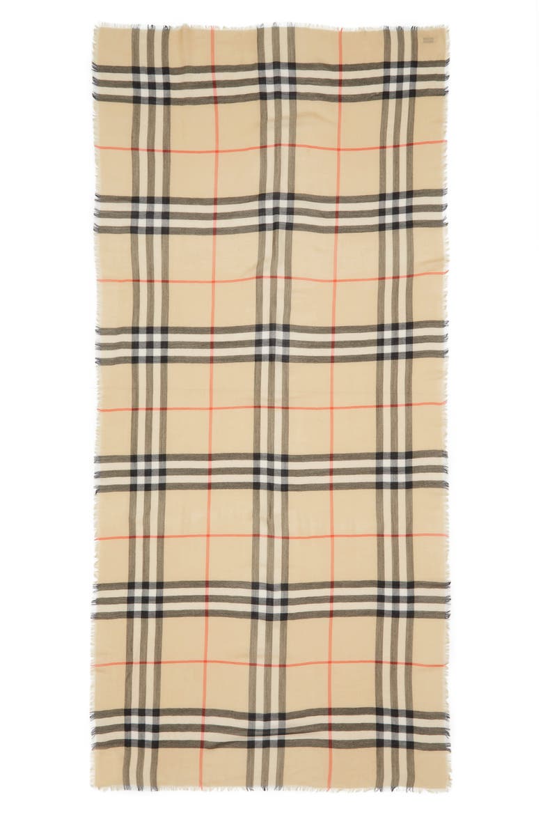 Check Wool Scarf, Main, color, SAND