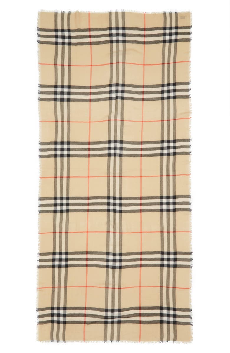 Burberry Check Wool Scarf, Main, color, Sand