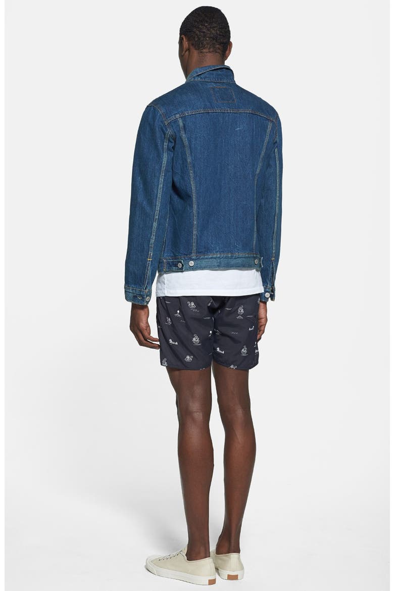 'Vin Vang' Print Swim Shorts, Alternate, color, BLACK