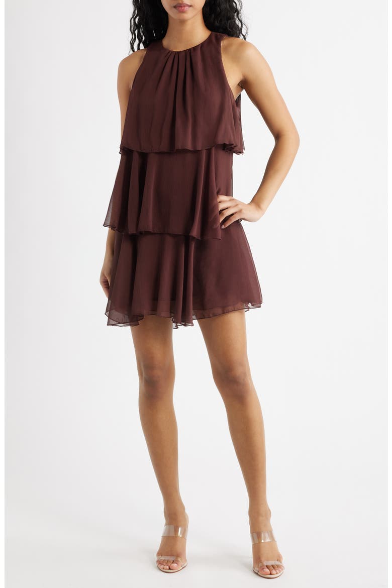 Cake Ruffle Minidress, Alternate, color, CHOCOLATE