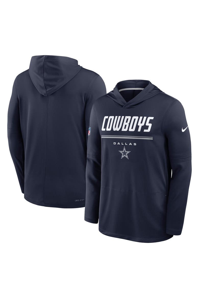 Men's Nike Navy Dallas Cowboys Big & Tall Sideline Game On Lightweight Hooded Long Sleeve Dri-FIT Top, Main, color, Navy
