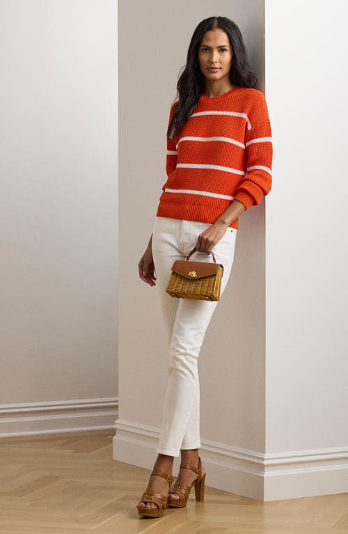 Ralph Lauren Lauren  Stripe Linen Crewneck Sweater