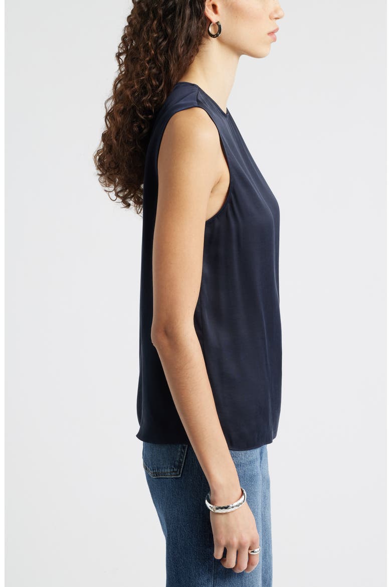 Satin Scoop Neck Tank, Alternate, color, NAVY NIGHT