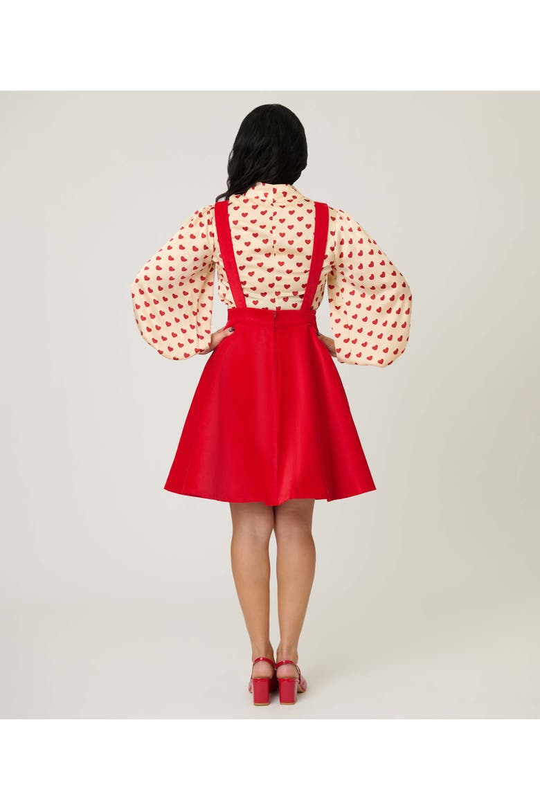 Bib Pinafore Skirt, Alternate, color, Red Solid