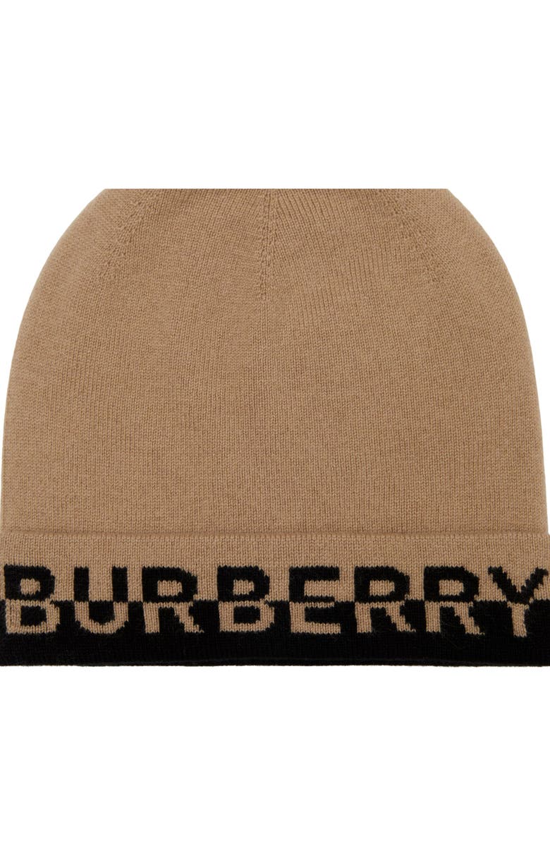 Burberry Cashmere Blend Logo Beanie, Alternate, color, 