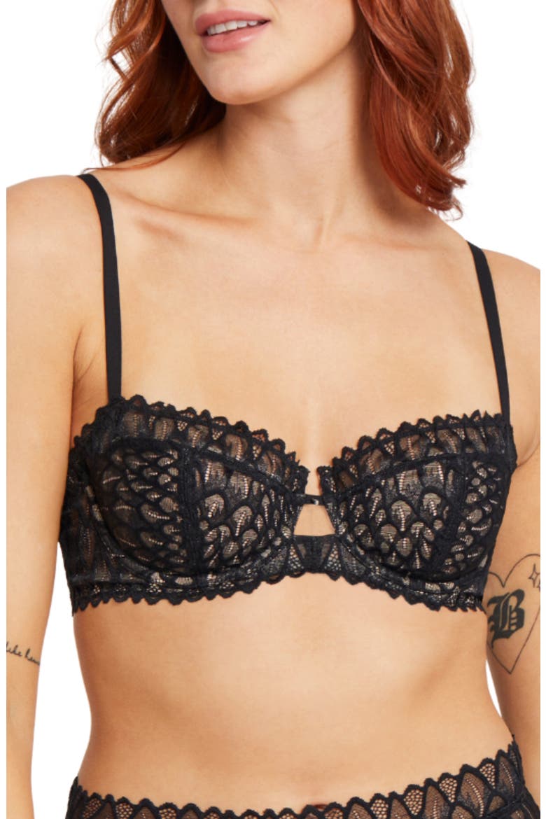 Lacey Keyhole Lace Underwire Bra, Alternate, color, BLACK