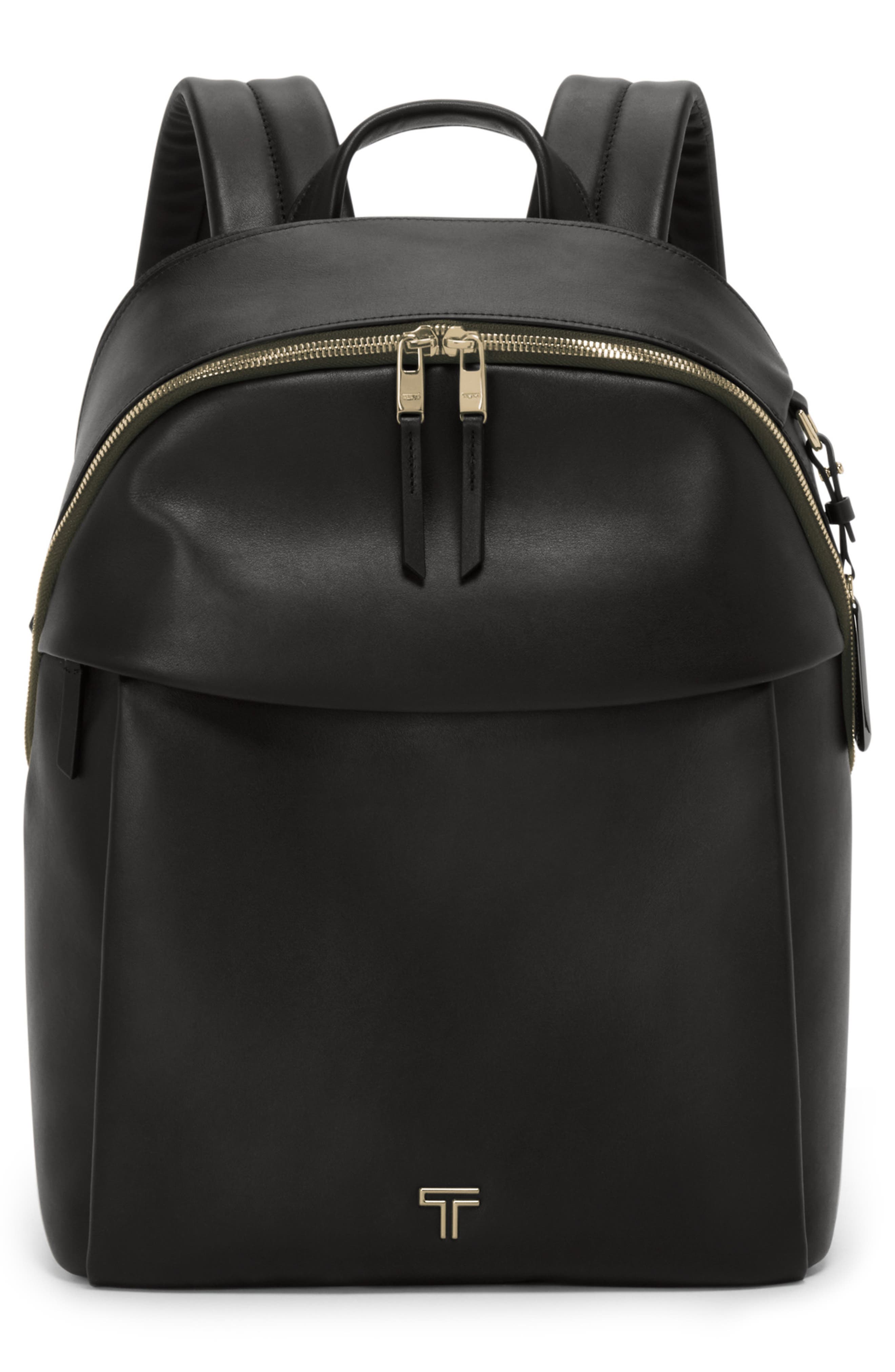 TUMI Holland Leather Backpack, Alternate, color, Black/ Light Gold