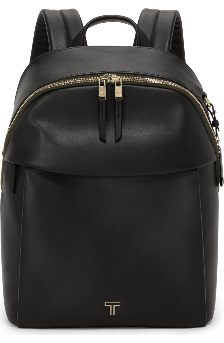 TUMI Holland Leather Backpack, Alternate, color, Black/ Light Gold