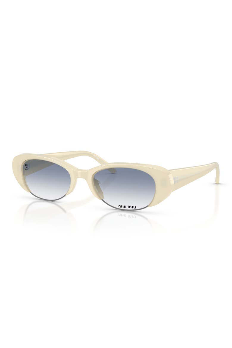 52mm Gradient Oval Sunglasses, Alternate, color, OPAL WHITE / CLEAR LIGHT BLUE