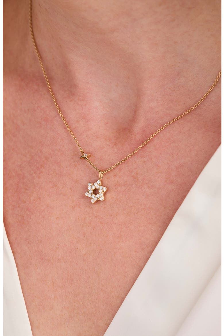 Delicate Pave Star of David Pendant Necklace, Alternate, color, Gold