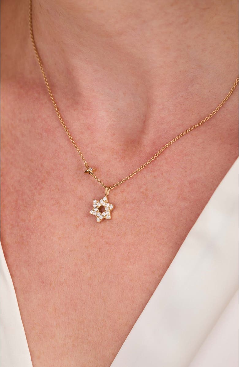 Alex and Ani Delicate Pave Star of David Pendant Necklace, Alternate, color, Gold