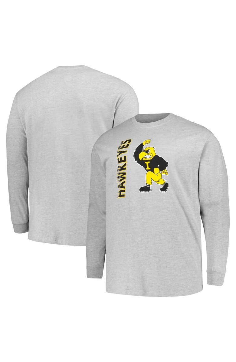 Champion Men's Champion Heather Gray Iowa Hawkeyes Big & Tall Mascot Long Sleeve T-Shirt, Alternate, color, 