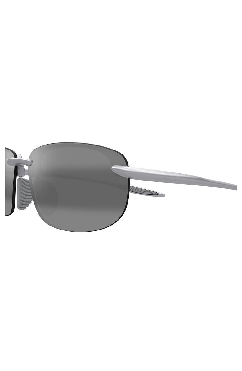 Maui Jim Ho'okipa Ultra Special Fit PolarizedPlus2<sup>®</sup> 60mm Rectangular Sunglasses, Alternate, color, Silver