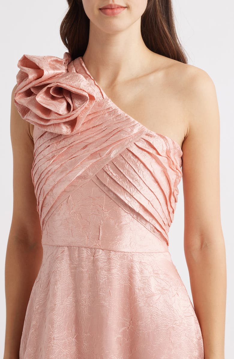 Tahari ASL Rosette One-Shoulder Ball Gown, Alternate, color, Rose