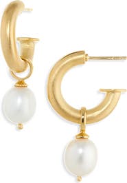 Dean Davidson Siena Baroque Freshwater Pearl Drop Hoop Earrings