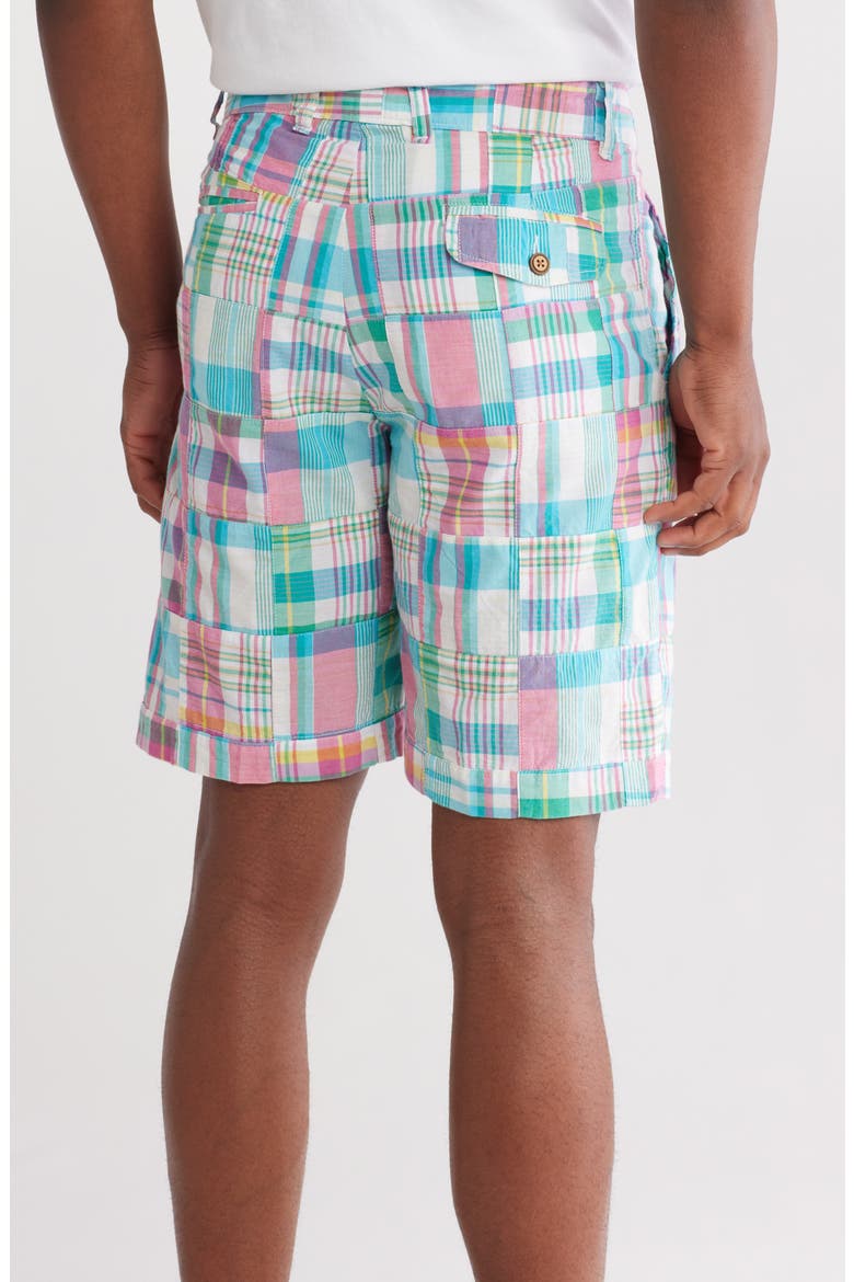 Acid Wash Patchwork Madras Plaid Shorts, Alternate, color, SKY BLUE
