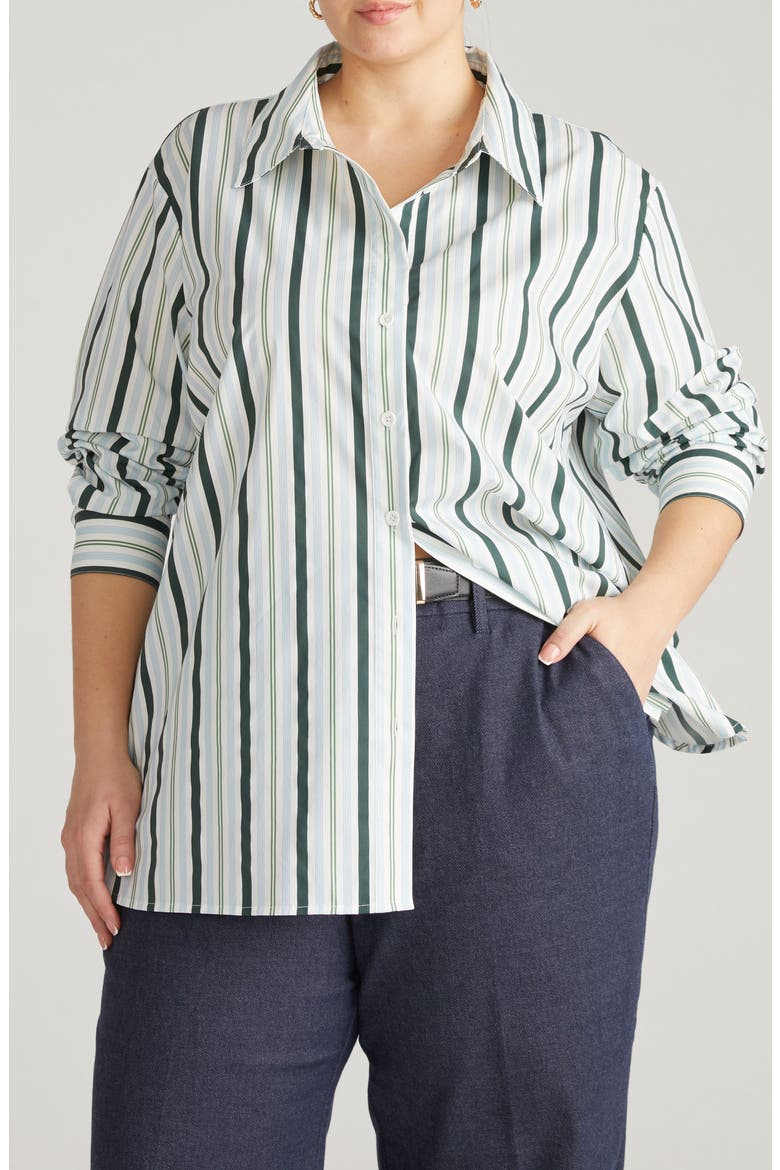 The Artist Poplin Shirt, Main, color, GREEN/WHITE STRIPE