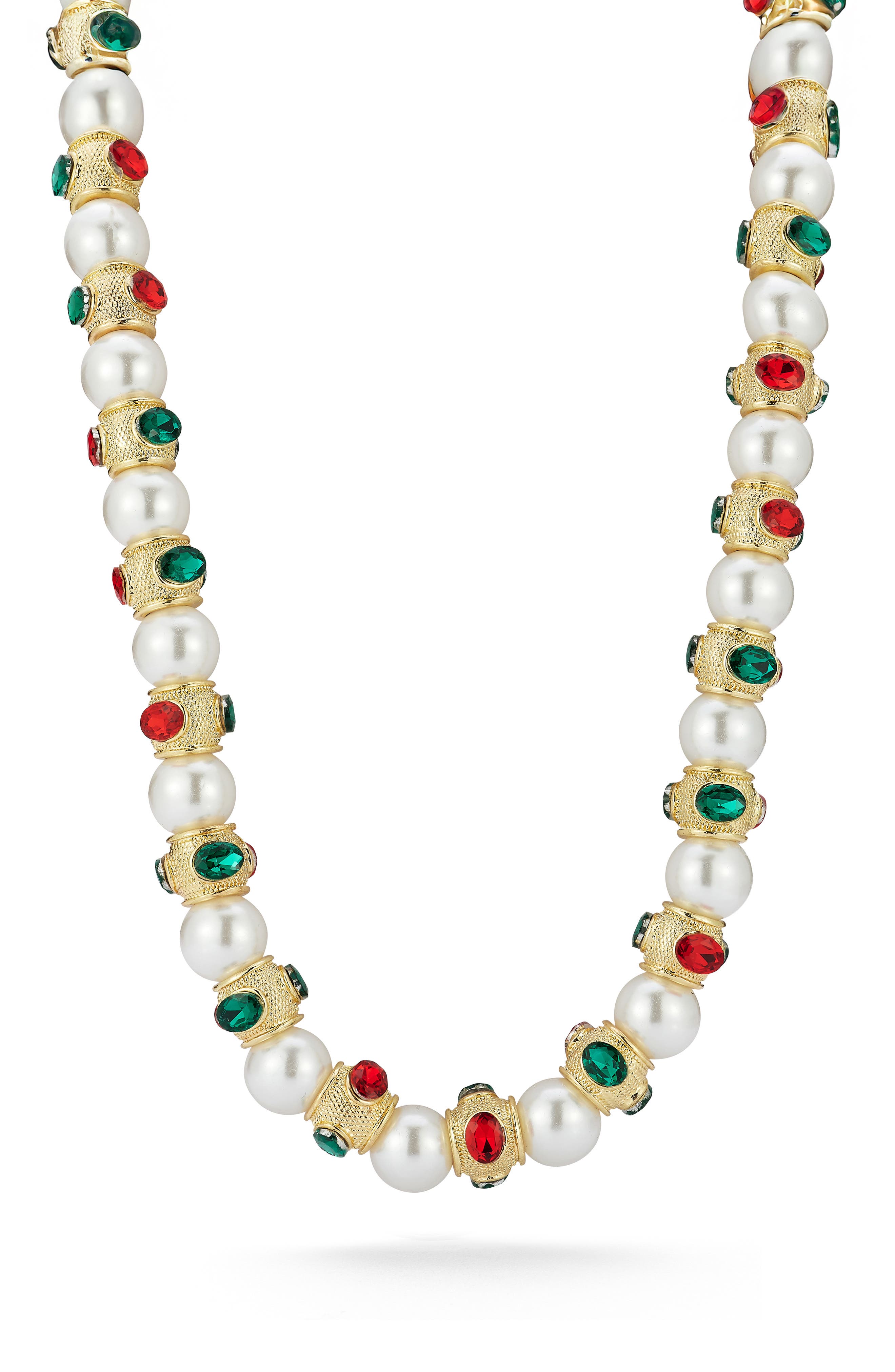 SPHERA MILANO Faux Pearl & Crystal Statement Necklace