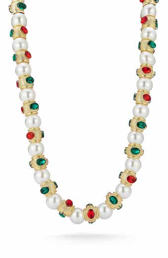 Faux Pearl & Crystal Statement Necklace