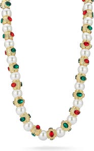 SPHERA MILANO Faux Pearl & Crystal Statement Necklace