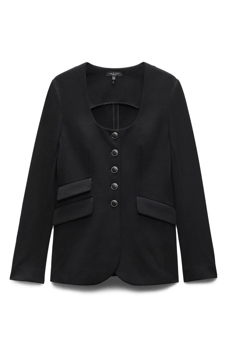 rag & bone Roslyn Ponte U-Neck Blazer, Alternate, color, Black