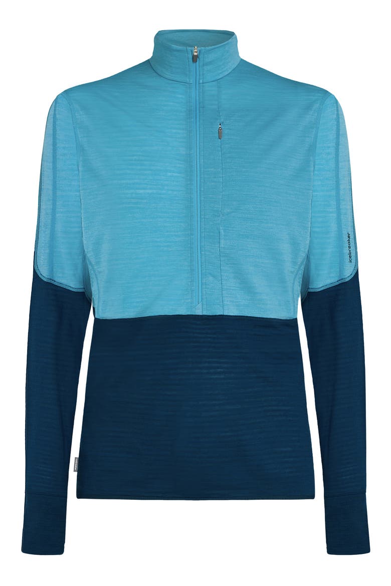 Tencel & Merino 200 Realfleece Descender Quarter Zip Pullover, Alternate, color, ARCTIC/ ATLANTIS/ CB