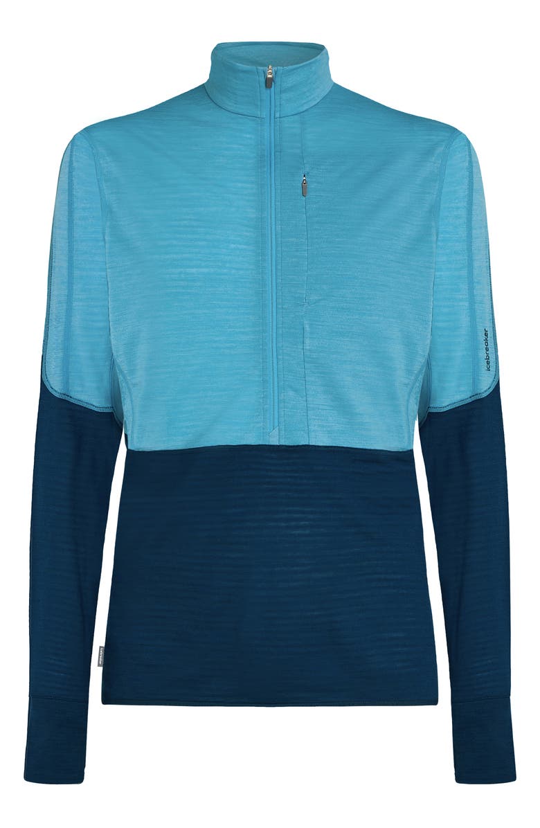 Icebreaker Tencel & Merino 200 Realfleece Descender Quarter Zip Pullover, Alternate, color, Arctic/ Atlantis/ Cb