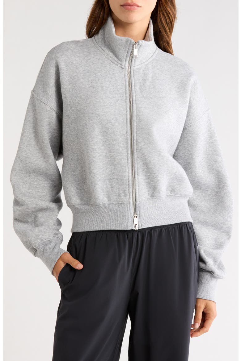 Luxe Fleece Double Zip Jacket, Alternate, color, HEATHER GRAY