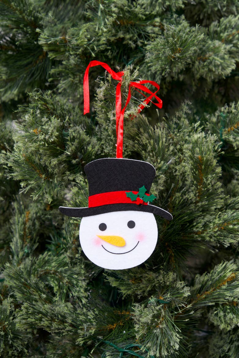 Snowman Felt Gift Card Ornament, Alternate, color, White