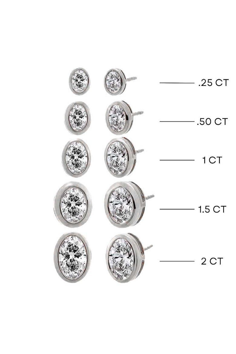 Lab Grown Diamond Oval Bezel Stud Earring 14K, Alternate, color, 14K Gold - 2 Carat