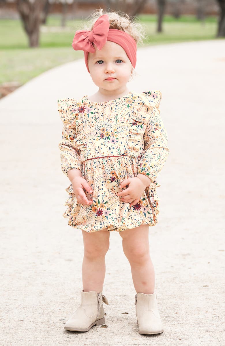 RuffleButts Lace Is More Bubble Romper & Headband Set, Alternate, color,