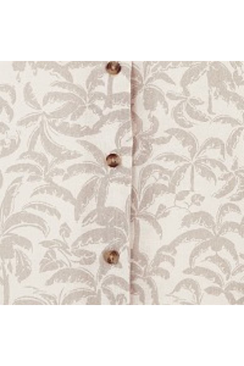 Palm Print Linen Blend Mini Dress, Alternate, color, Ivory/Multi