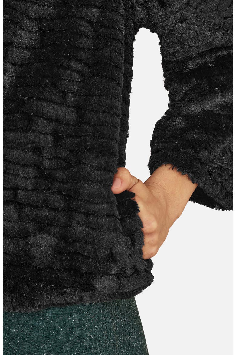 Faux Fur Short Jacket, Alternate, color, Black