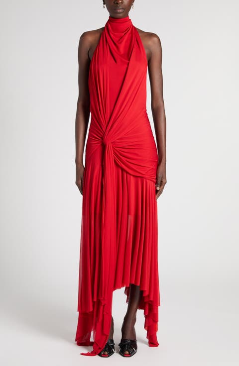 Draped Jersey Halter Neck Dress