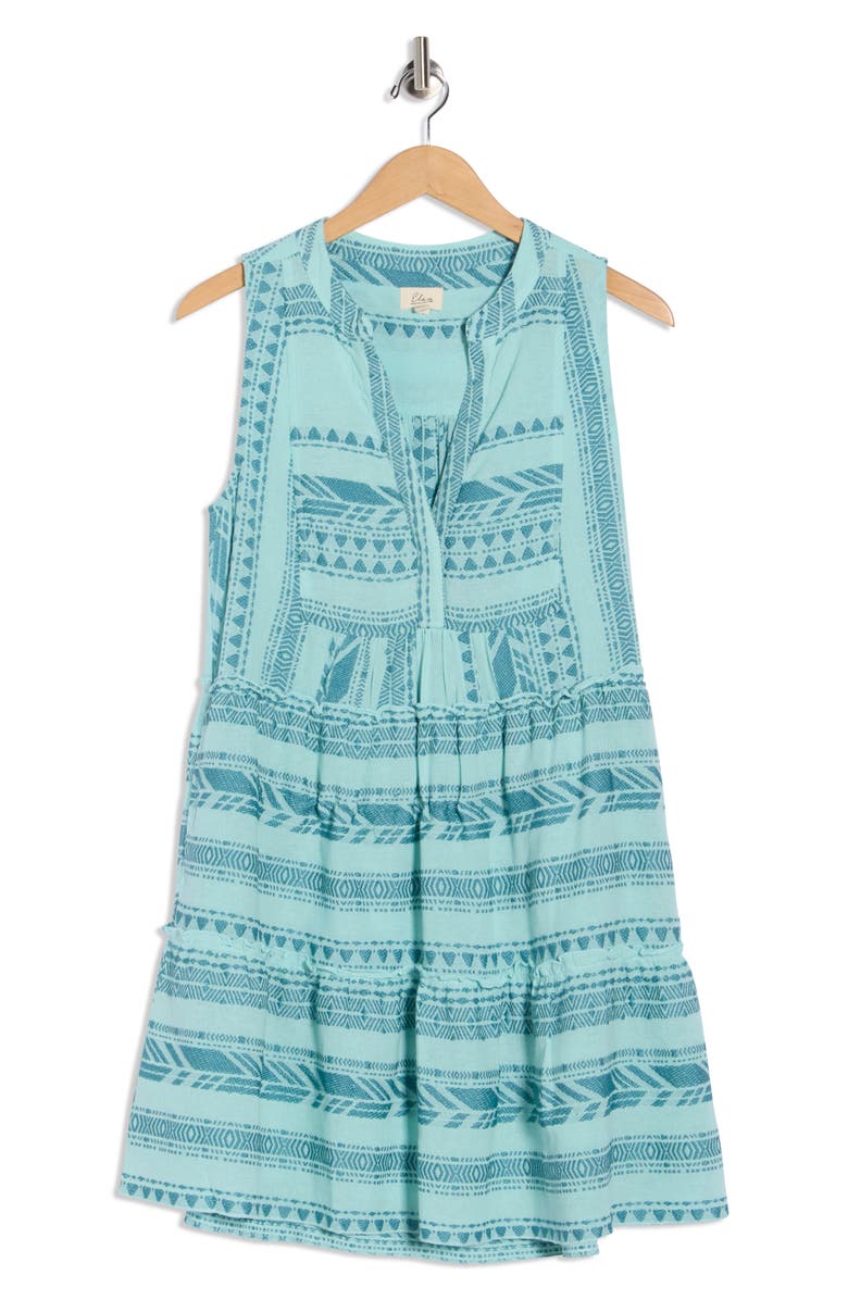 Elan Babydoll Cover-Up Minidress, Alternate, color, Aqua/ Turquoise Blue Print
