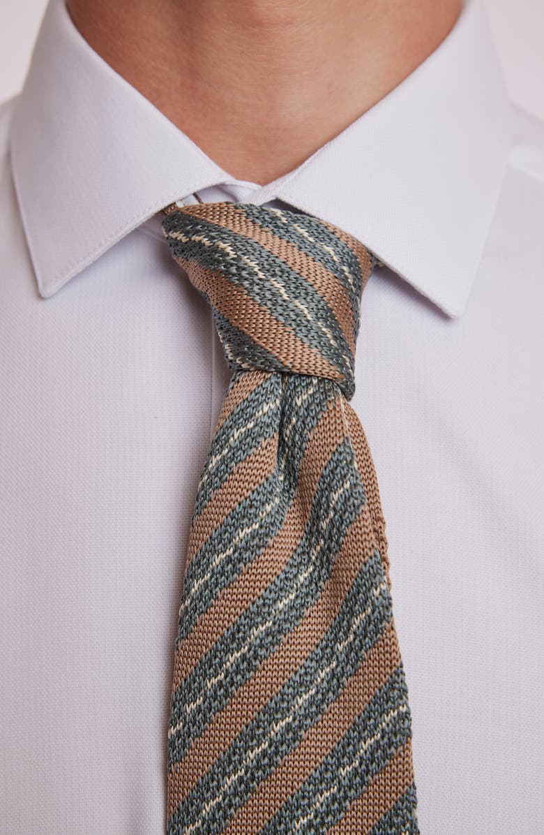 PAISLEY & GRAY Stanley Stripe Knit Tie, Alternate, color, Green Creamy Tan